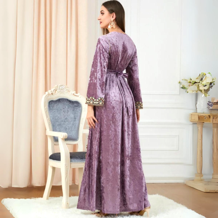 Robe En Velours Violet Amisu - Taille 34 (EU) - Occasion Très Bon état