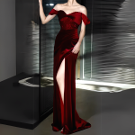 Robe Velours Bordeaux 2