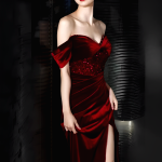 Robe Velours Bordeaux 3