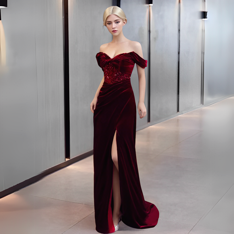 Robe Velours Bordeaux 5